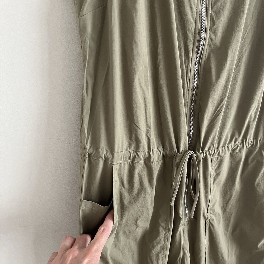 Athleta Flex Jumpsuit size M Olive Zip Up Utility Athleisure Travel Sport Romper - Picture 13 of 14
